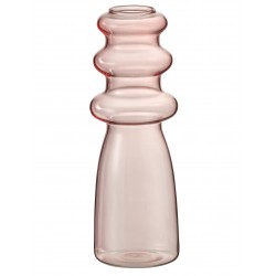 Vase en verre rose 7x7x21 cm