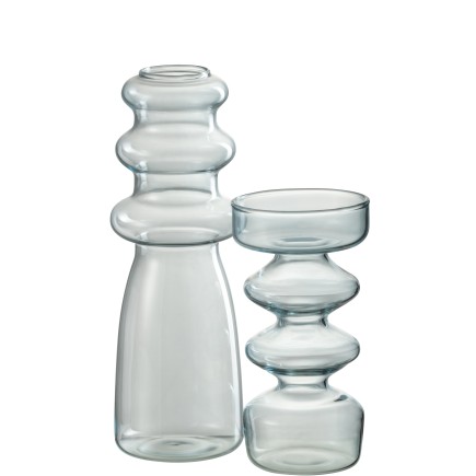 Vase en verre bleu 7x7x21 cm