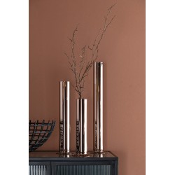 Vase tube en verre cuivre 10x10x26 cm