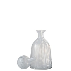 Bouteille deco avec bouchon verre transparent et blanc 31 cm