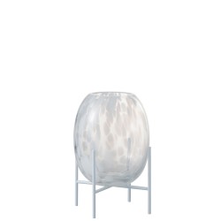 Vase décoratif sur pied en verre blanc 15x15x23 cm