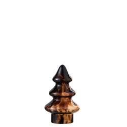 Árbol de Navidad decorativo con luces LED de vidrio marrón - negro 10x10x16 cm