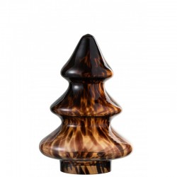 Sapin de Noël décoratif à led en verre marron - noir 19x19x26 cm