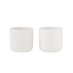 Set de 2 cache-pots en céramique Blanc 7x7x6,5cm