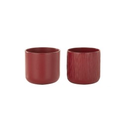 Set de 2 cache-pots en céramique Rouge 7x7x6,5cm
