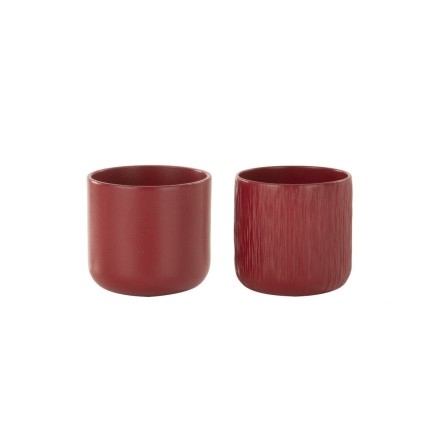 Set de 2 cache-pots en céramique Rouge 7x7x6,5cm