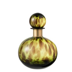 Bouteille avec bouchon en Verre Vert et Or 21x21x29,5cm