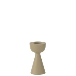 Bougeoir cône en aluminium beige 7x7x13 cm