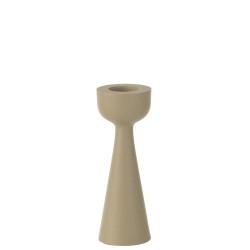 Bougeoir cône en aluminium beige 7x7x21 cm