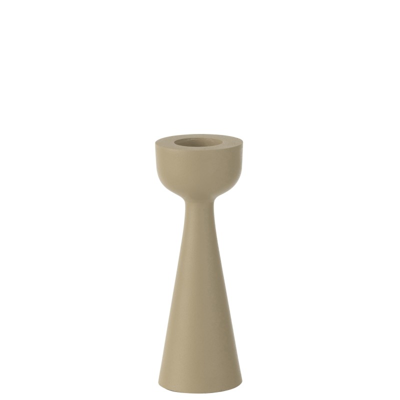 Candelabro cónico de aluminio beige 7x7x21 cm