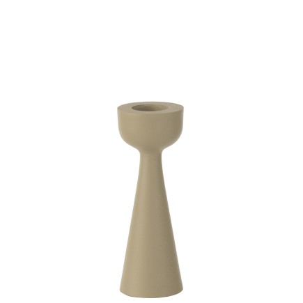 Bougeoir cône en aluminium beige 7x7x21 cm