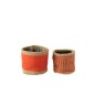 Set de 2 paniers ronds en textile orange 12x12x12 cm Set de 2 paniers ronds en textile orange 12x12x12 cm