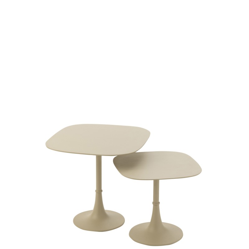 Tables carrées en aluminium beige 41x41x37 cm (set de 2) Tables carrées en aluminium beige 41x41x37 cm (set de 2)