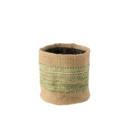 Panier rond en textile vert 20x20x20 cm