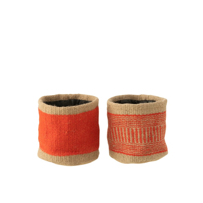 Panier rond en textile orange 15x15x15 cm Panier rond en textile orange 15x15x15 cm