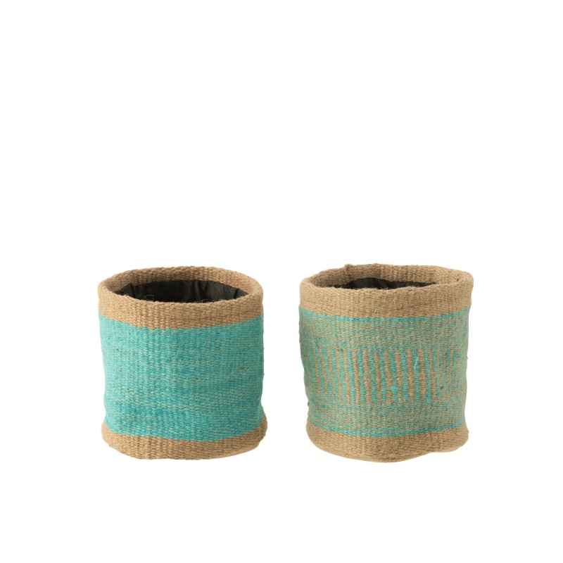 Panier rond en textile bleu 15x15x15 cm Panier rond en textile bleu 15x15x15 cm