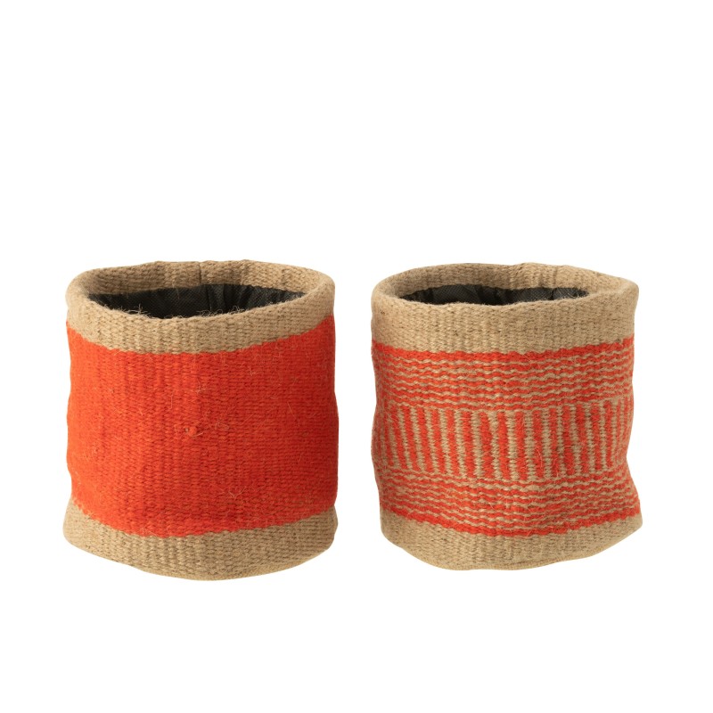 Panier rond en textile orange 20x20x20 cm Panier rond en textile orange 20x20x20 cm