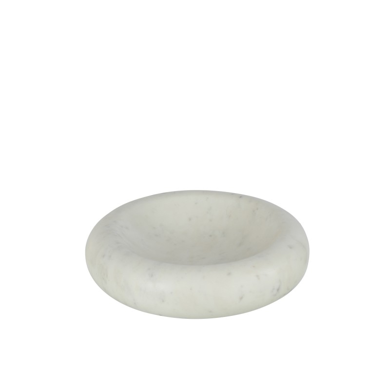 BOWL ROUND LOW MARBLE WH L