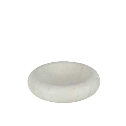 BOWL ROUND LOW MARBLE WH L