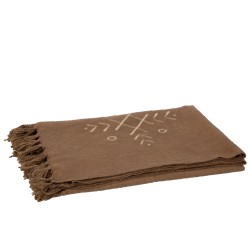 Plaid con motivi etnici in cotone beige 130x1x170 cm