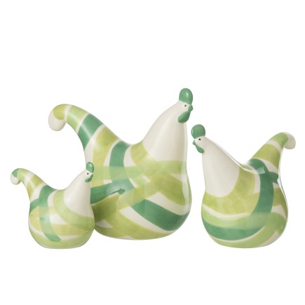 S/3 HENS LINES DOLOM GREEN MIX