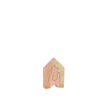 Maison chat en bois multicolore 10x14x2.5 cm