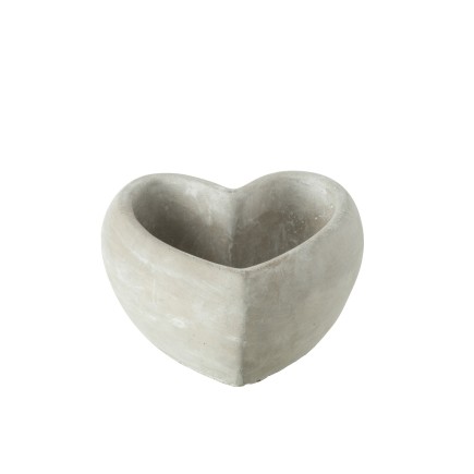 Cache-pot cœur en ciment gris 16x17x8 cm