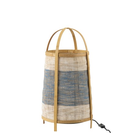 Lampe à poser en bambou bleu 32x32x60 cm