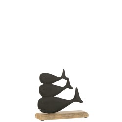 Baleines sur socle en aluminium multicolore 16x18x5 cm