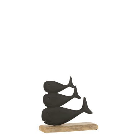 Baleines sur socle en aluminium multicolore 16x18x5 cm