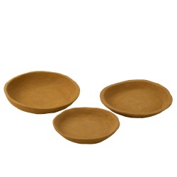 S/3 PLATES PAPER MACHE YELLOW