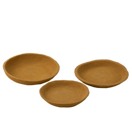 S/3 PLATES PAPER MACHE YELLOW