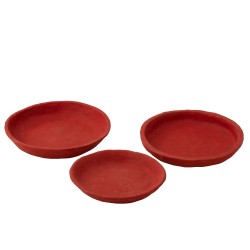 S/3 PLATES PAPER MACHE RED