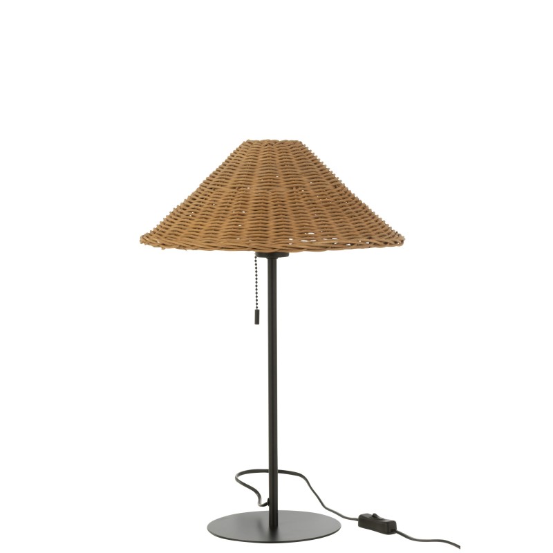 Candeeiro em metal e rattan preto e natural 32x32x50 cm Candeeiro em metal e rattan preto e natural 32x32x50 cm