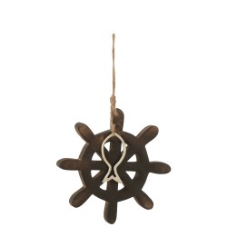 Barre poisson en bois marron foncé 21.5x21.5x3 cm