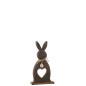 Lapin cœur + œuf en bois marron foncé 29x11x2.5 cm