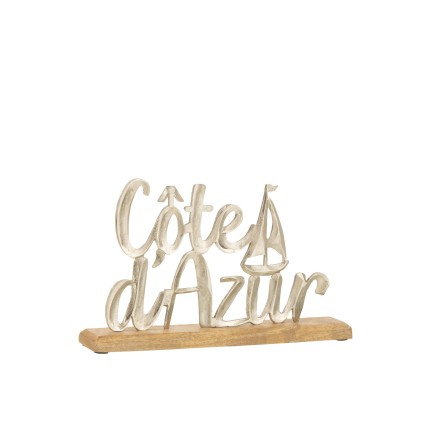 Côte d'Azur sur socle en aluminium multicolore 23x14x5 cm