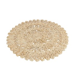 Juego de mesa redondo flor+círculos en hoja de maíz natural 38x38x2 cm