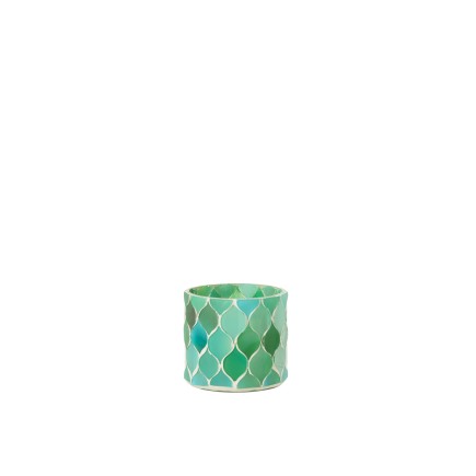 Photophore losange en verre vert 7.5x7.5x7.5 cm