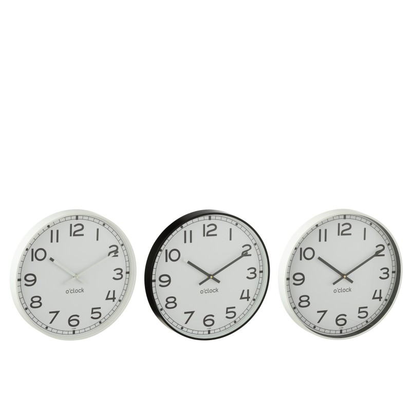 Horloge murale en plastique multicolore 40x40x4 cm (Lot de 3)