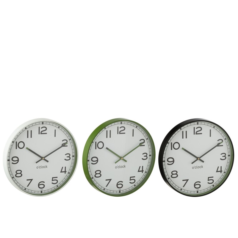 Horloge murale en plastique multicolore 40x40x4 cm (lot de 3) Horloge murale en plastique multicolore 40x40x4 cm (lot de 3)