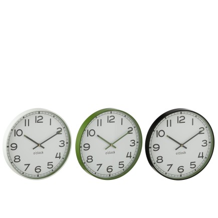 WANDKLOK ROND GR/WIT/ZW L ASS3