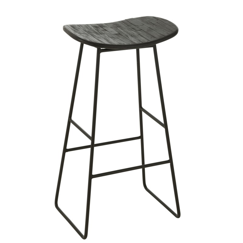 TABOURET RECT TECK RECY NOIR L TABOURET RECT TECK RECY NOIR L