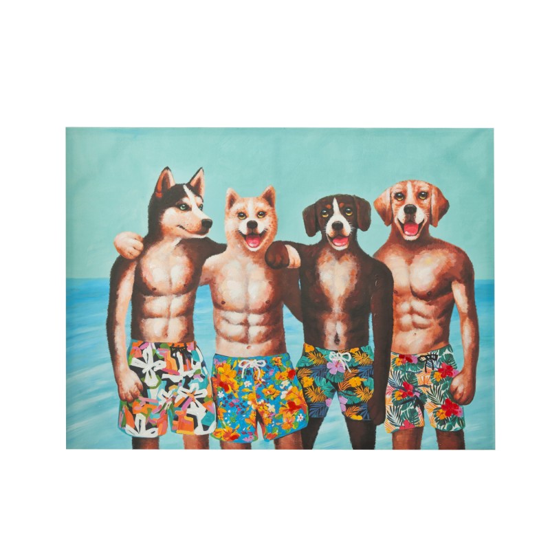 Décoration murale Chiens en toile multicolore 120x3.5x90 cm Décoration murale Chiens en toile multicolore 120x3.5x90 cm