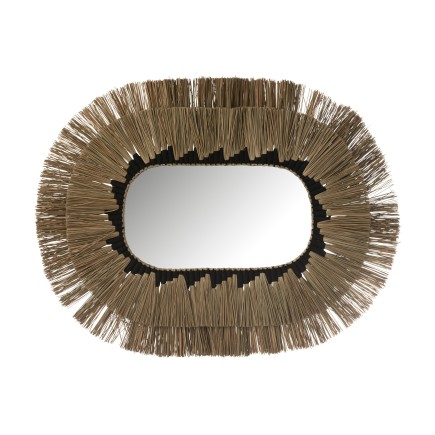 Miroir ovale en verre naturel/noir 115x4x90 cm