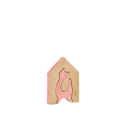 Maison chat en bois multicolore 12x18x2.5 cm