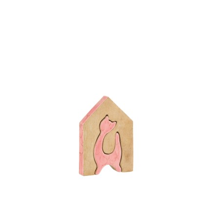 Maison chat en bois multicolore 12x18x2.5 cm