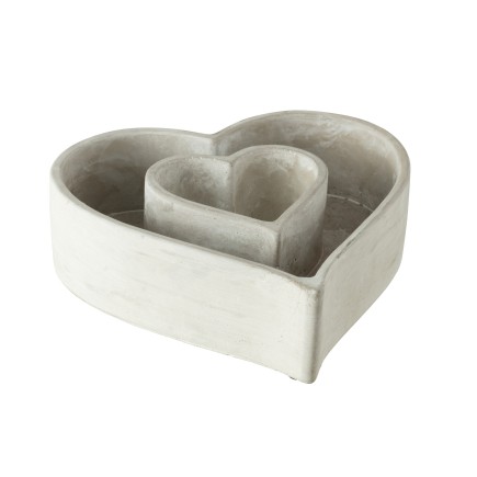 Macetero Corazón en Corazón de Cemento Gris 22x22x6.5 cm