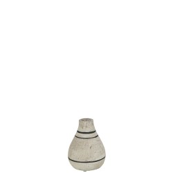 Vase poterie en terre cuite beige/noir 12x12x15 cm