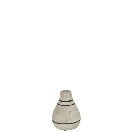 Vase poterie en terre cuite beige/noir 12x12x15 cm